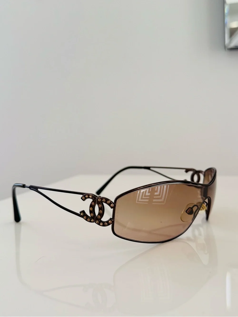 RARE 🍒 Vintage Authentic Chanel rhinestone CC sunglasses ✨